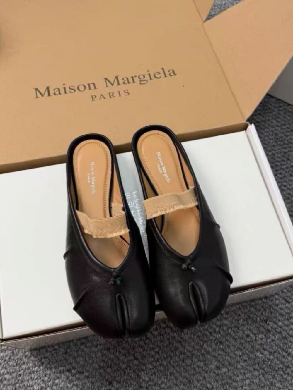 Maison Margiela Tabi Black Lambskin Mary Jane Mules